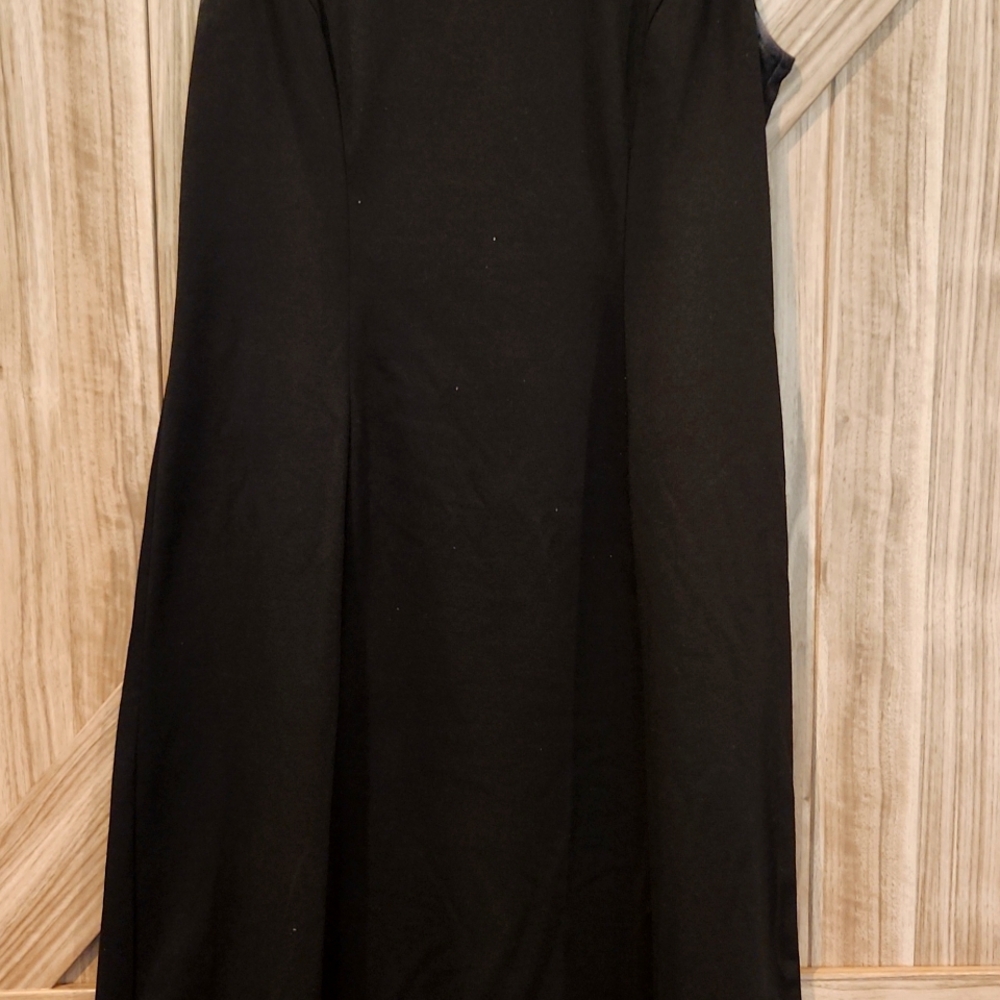 Solid black sleeveless jumper dress